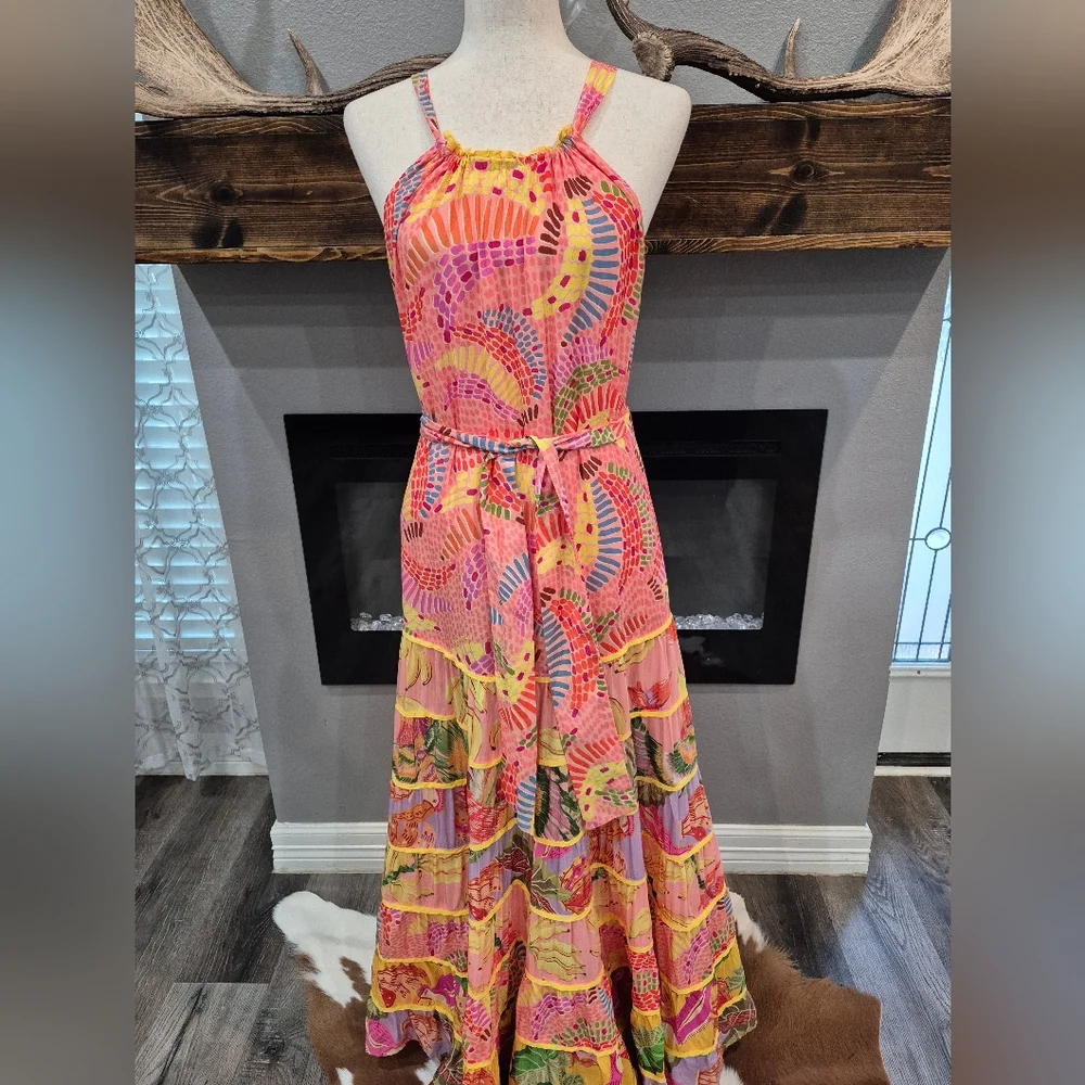 FARM Rio Maxi Dress Size Medium New With Tag Vibrant Multicolor Maxi Dress - Picture 5 of 10